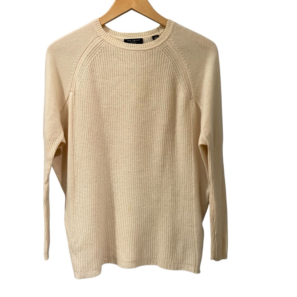 Ted Baker London Cashmere Ribbed Dolman Sleeve Relaxed Pullover Sweater US 4